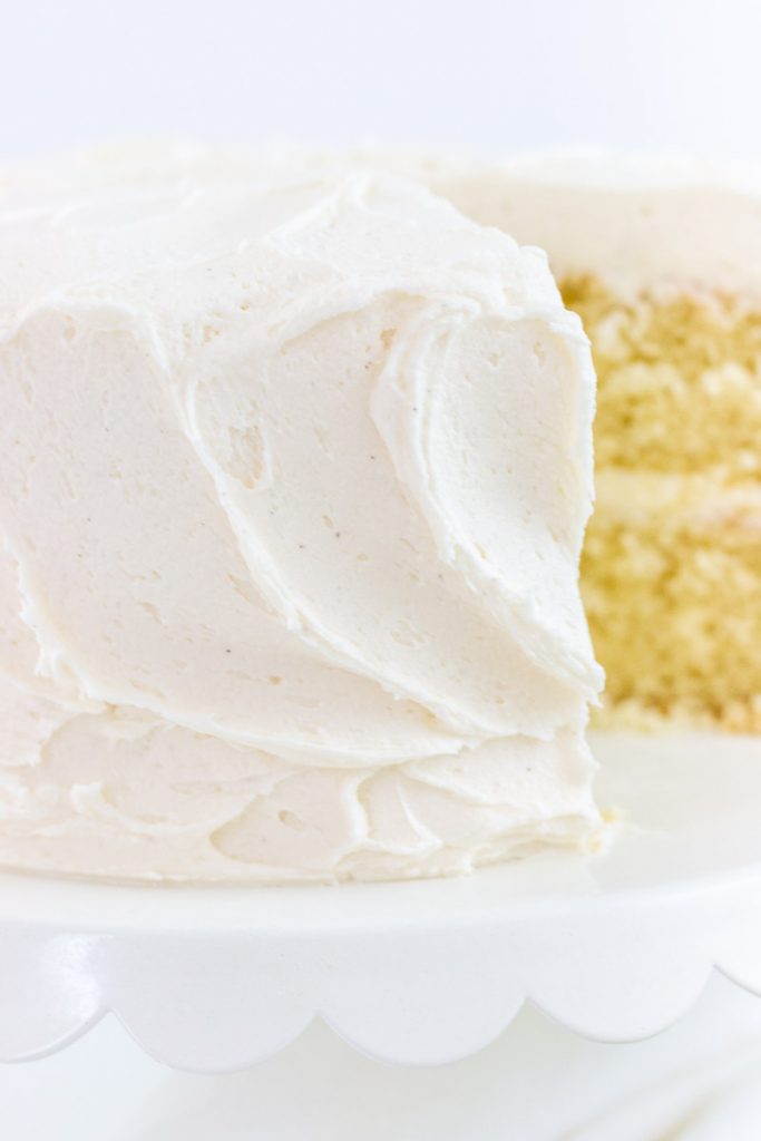 vanilla buttercream on a cake