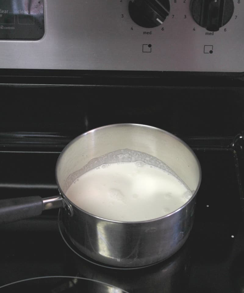 heating the cream for ganache