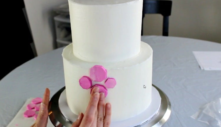 attaching the buttercream shapes