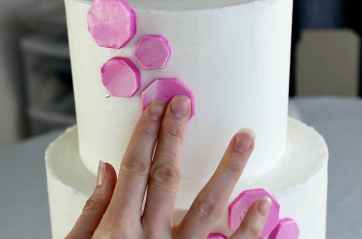 attaching the buttercream shapes