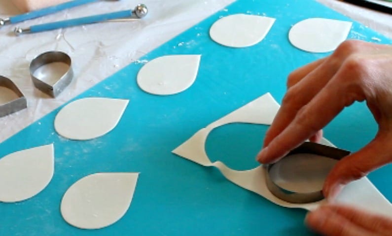 cutting out petals for the fourth row