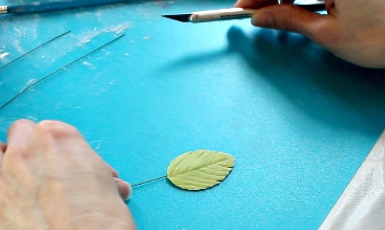 adding character to gumpaste leaves