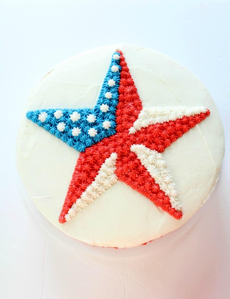 Easy Patriotic Buttercream Star Cake