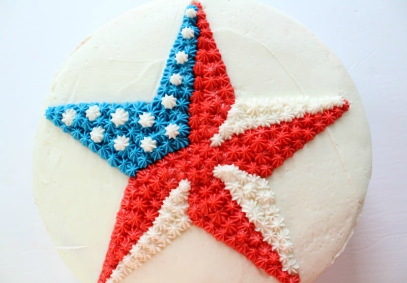 Easy Patriotic Buttercream Star Cake close up