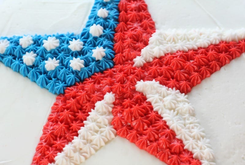 Easy Patriotic Buttercream Star Cake close up of buttercream piped star