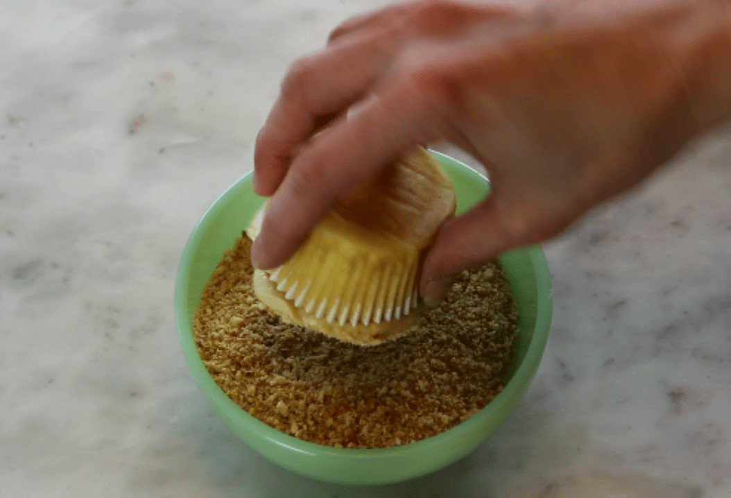 dunk cupcakes into cookie crumbs