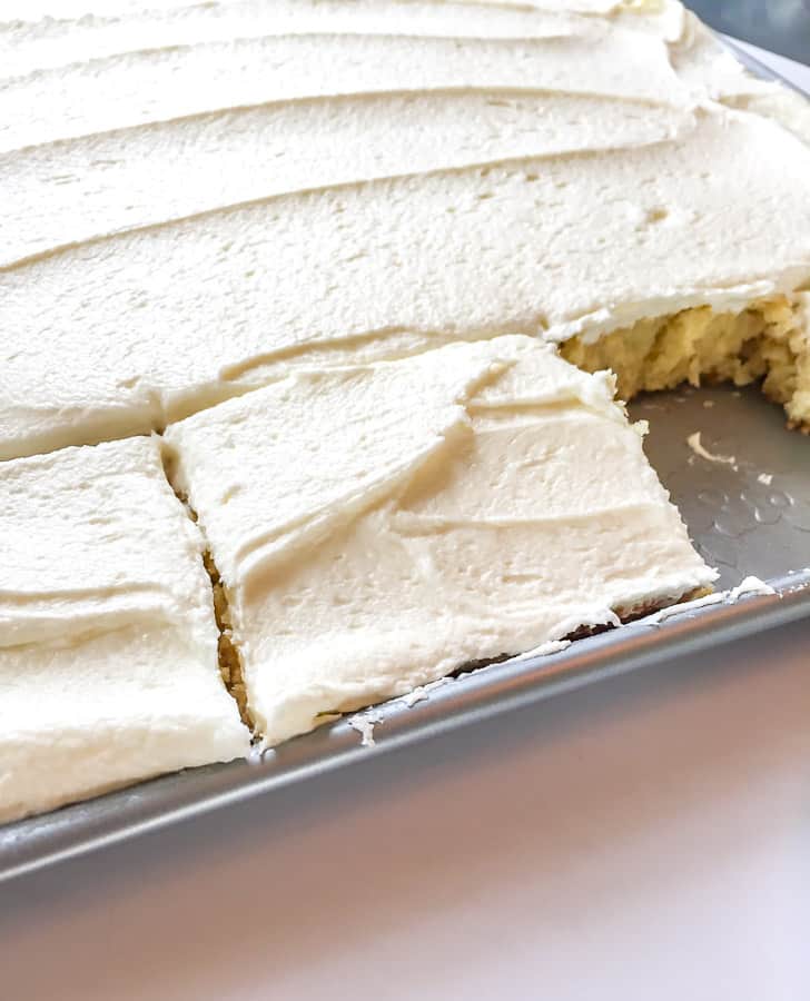 Yellow Buttermilk Sheet Cake with white chocolate sheetcake