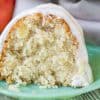 Moist Apple Coconut Cake with Cinnamon Cream Cheese Glaze