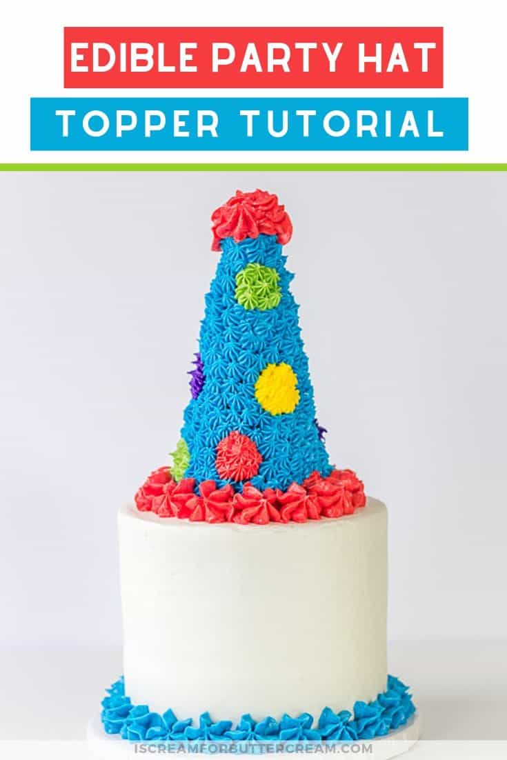 Edible Party Hat Cake Topper Tutorial Pin Graphic 2