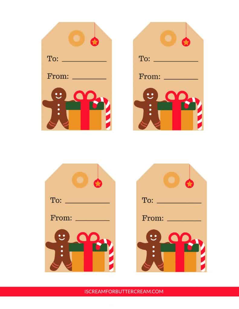 Free Printable Tags for Food Gifts Gingerbread Man Tags