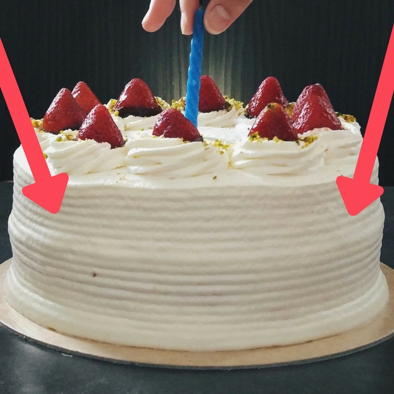 Cake with icing ridges