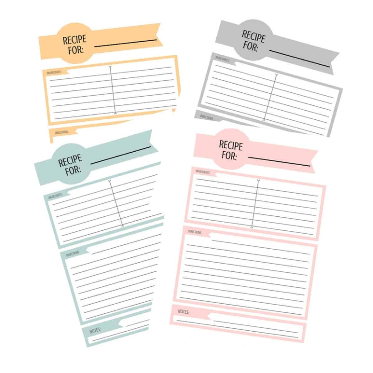 Recipe Sheet Printable Recipe Page Template Blank (Instant