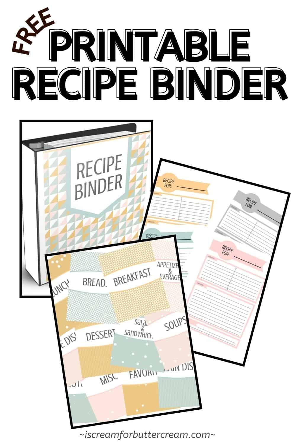 Printable recipe binder pin graphic.