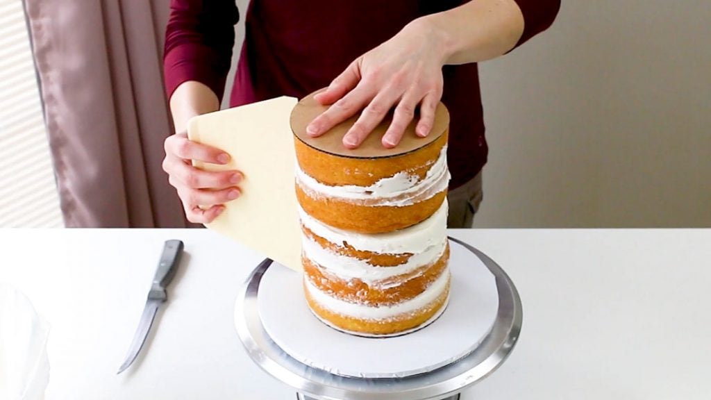 Measure side of cake to see where to trim