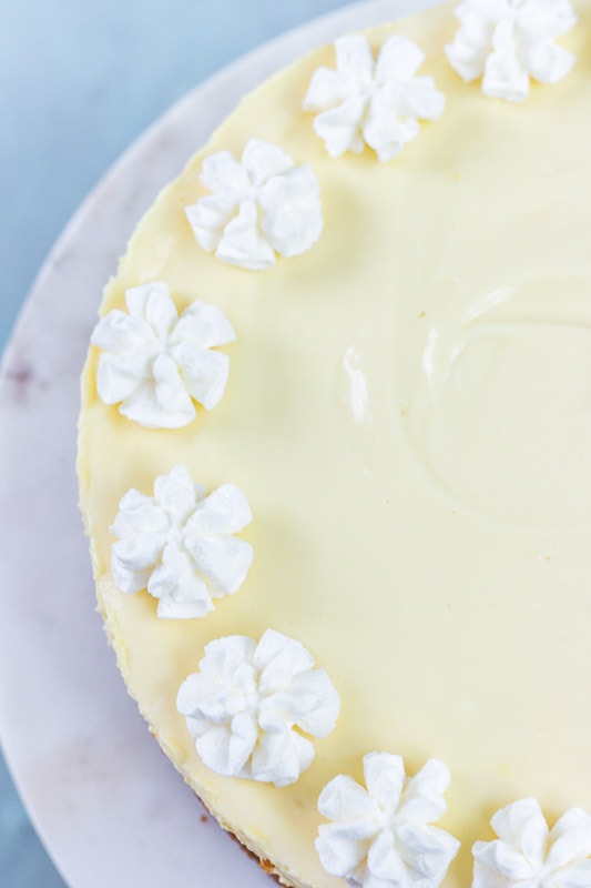 top view of lemon cheesecake