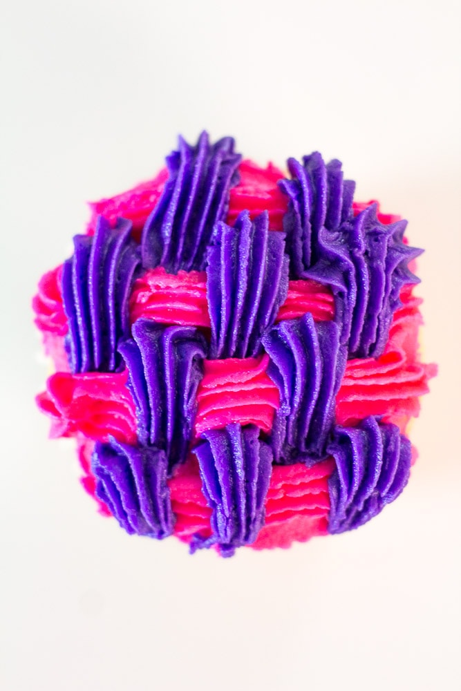 Colorful Basketweave Cupcake