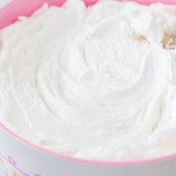 bright white buttercream in a bowl