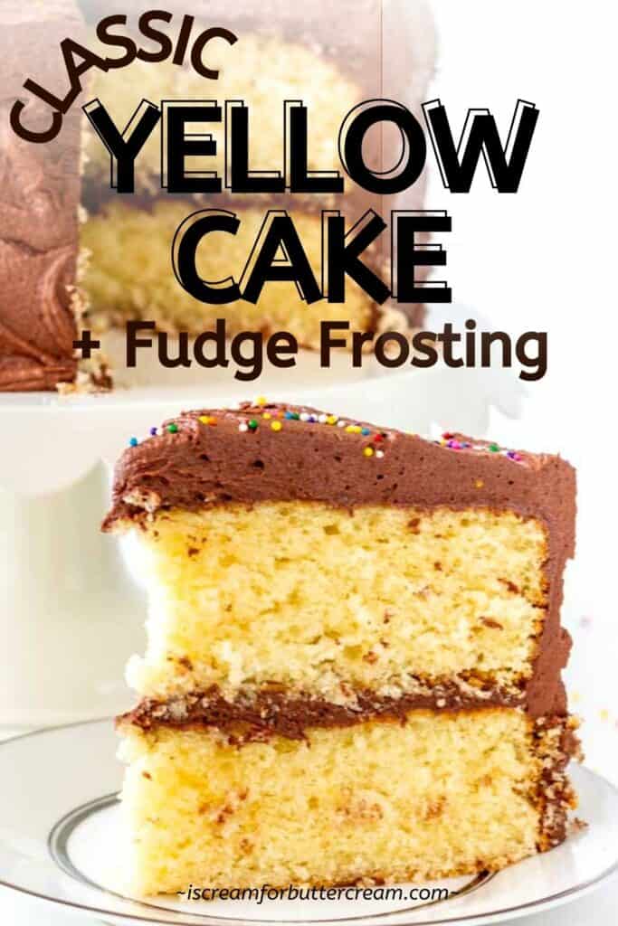 Classic Yellow Cake with Chocolate Fudge Frosting I Scream for Buttercream