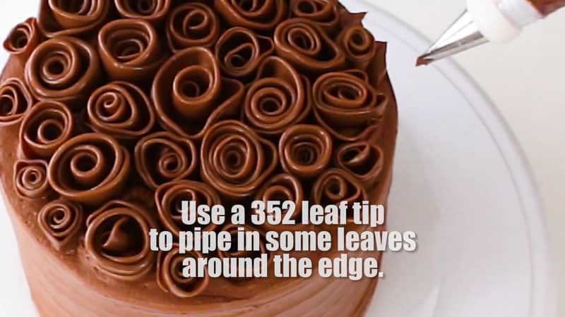 Pipe leaves around the edge of the cake