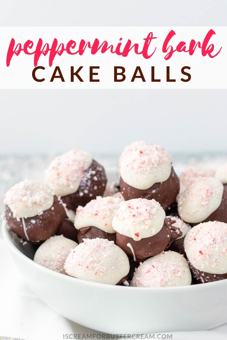 Peppermint Bark Cake Balls Pinterest Graphic