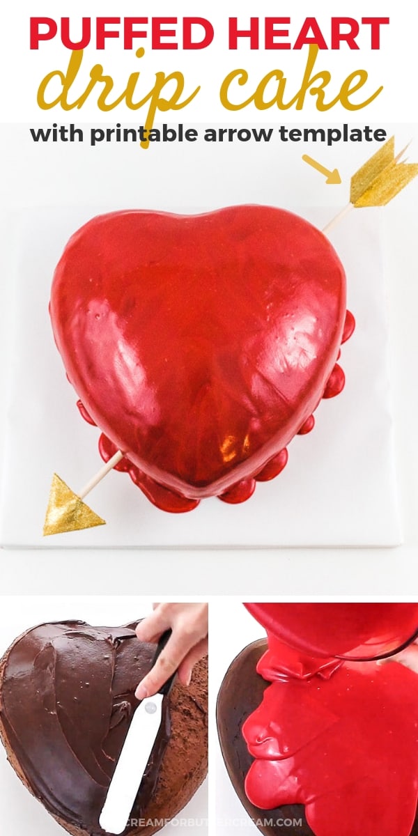 Chocolate Puffed Heart Valentine's Day Drip Cake Pin 