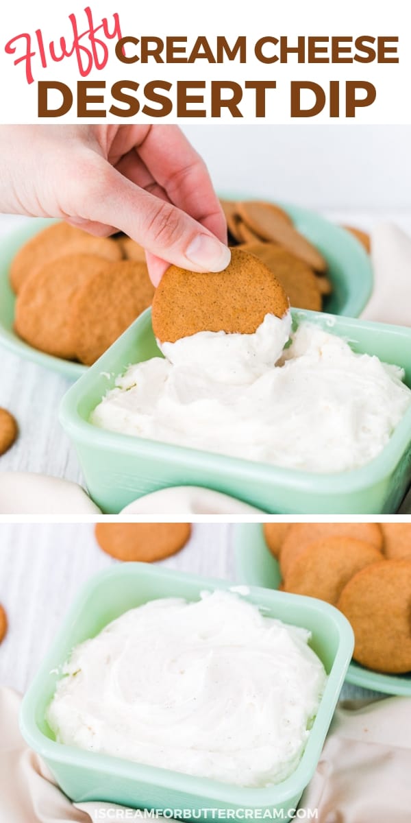 Fluffy Cream Cheese Dessert Dip Pinterest Graphic