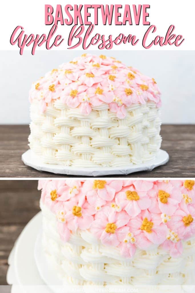 Basketweave Apple Blossom Cake Tutorial Pinterest Graphic 