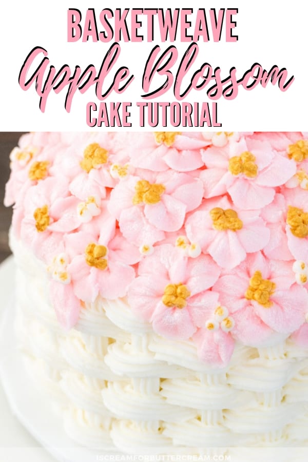 Basketweave Apple Blossom Cake Tutorial Pinterest Graphic 