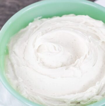 Fluffy Marshmallow Frosting in a Green Bowl