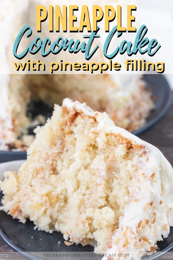 Pineapple Coconut Cake with Pineapple Filling Pinterest Graphic
