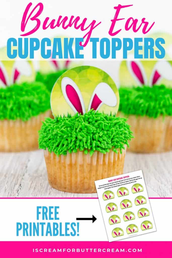 Printable Bunny Ear Easter Cupcake Toppers Pin Graphic 1