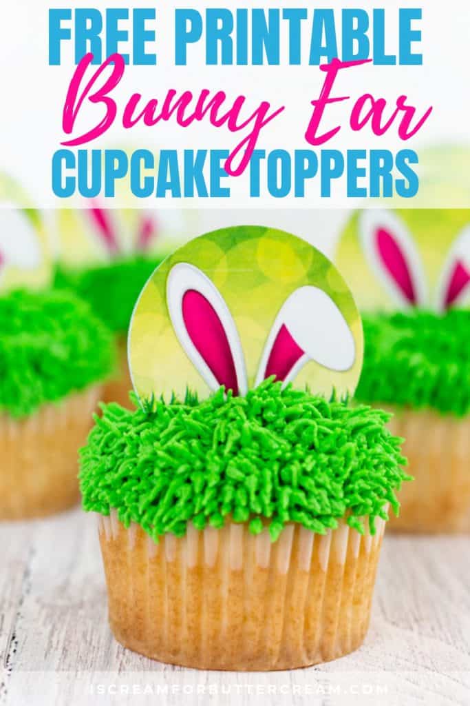 Printable Bunny Ear Easter Cupcake Toppers Pin Graphic 2