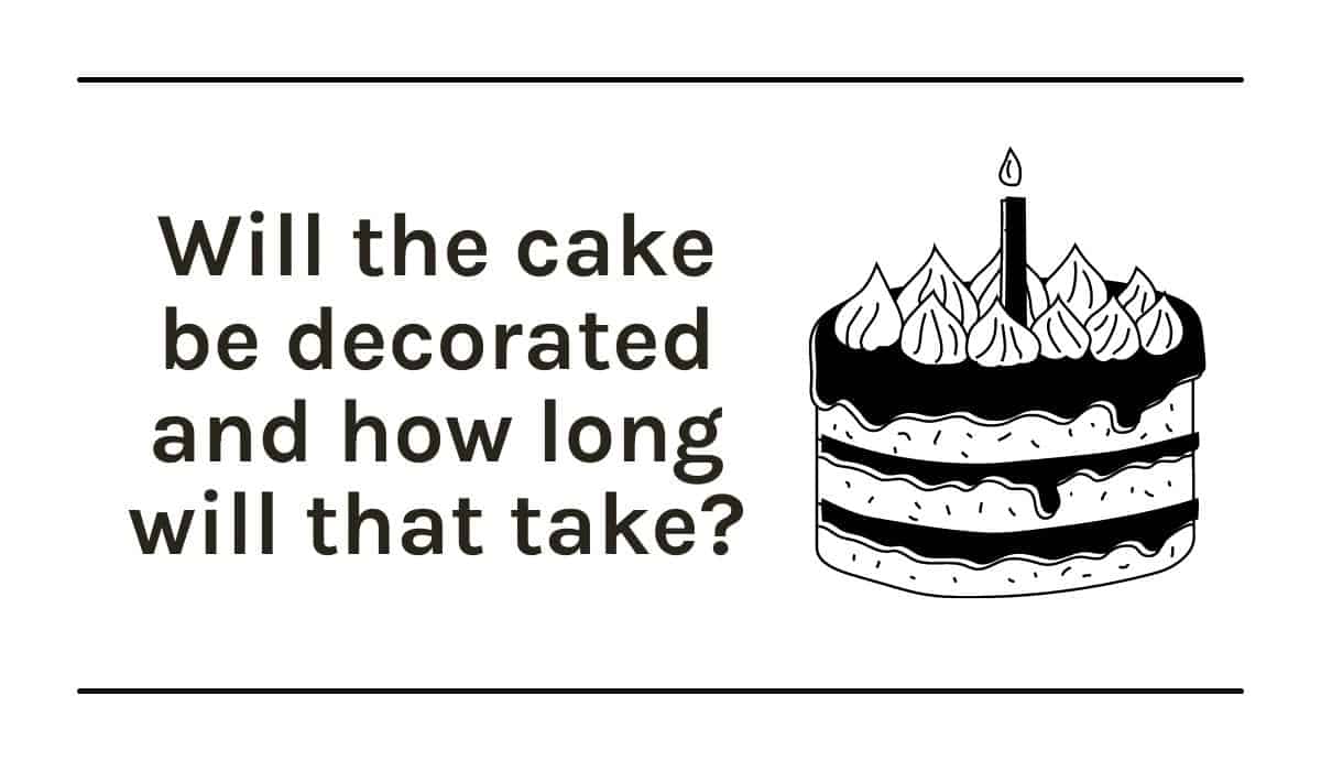 Layer cake on a graphic asking if it will be decorated.