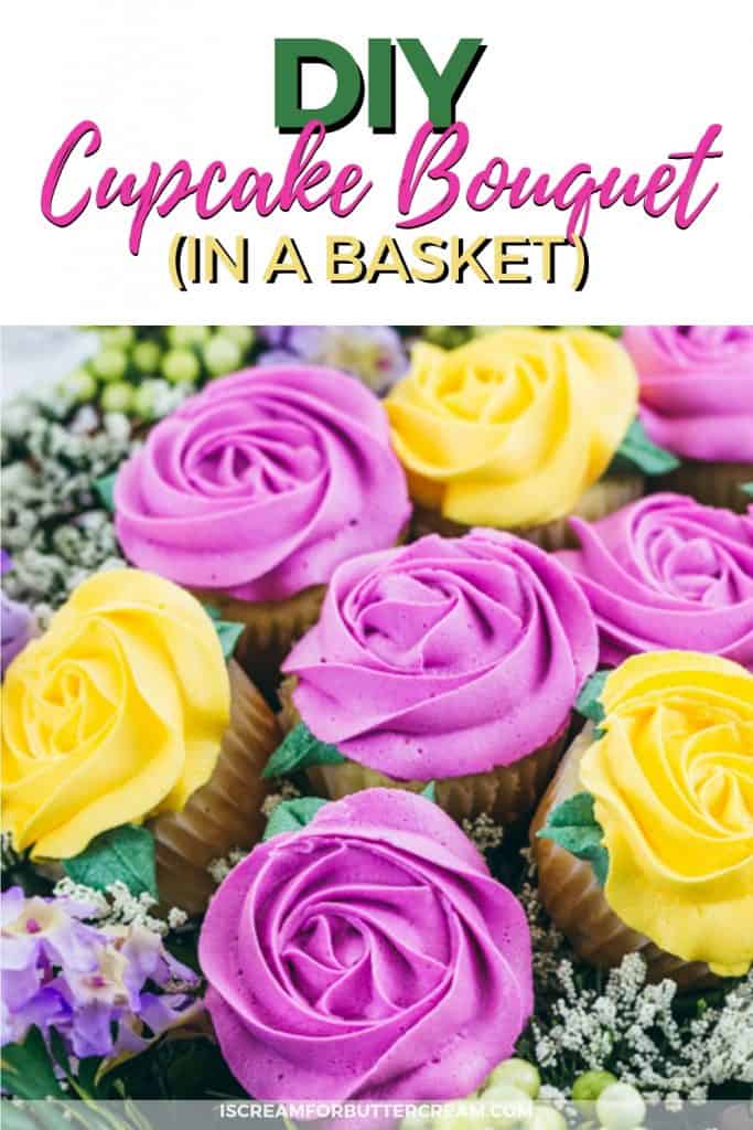 DIY Cupcake Bouquet in a basket Pinteret Image 4