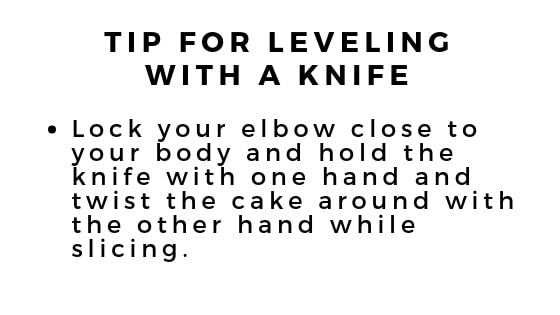 tips for leveling cake with a knife graphic