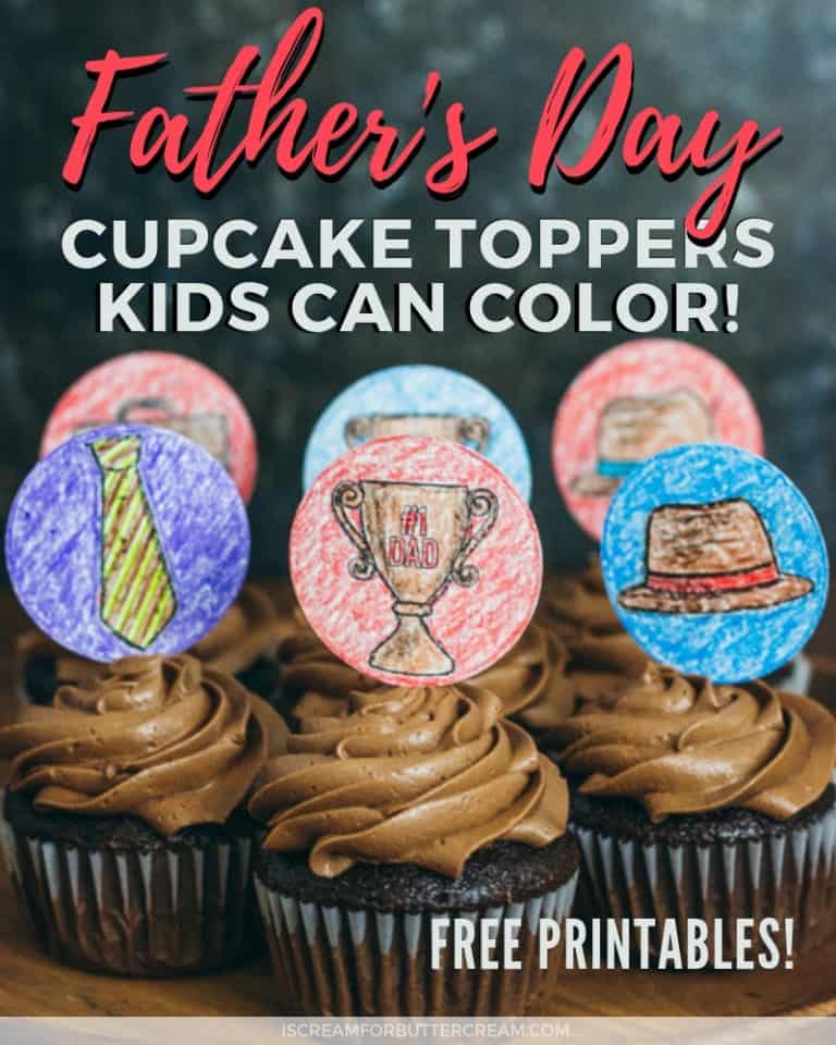 fathers day printable cupcake toppers kids can color i scream for