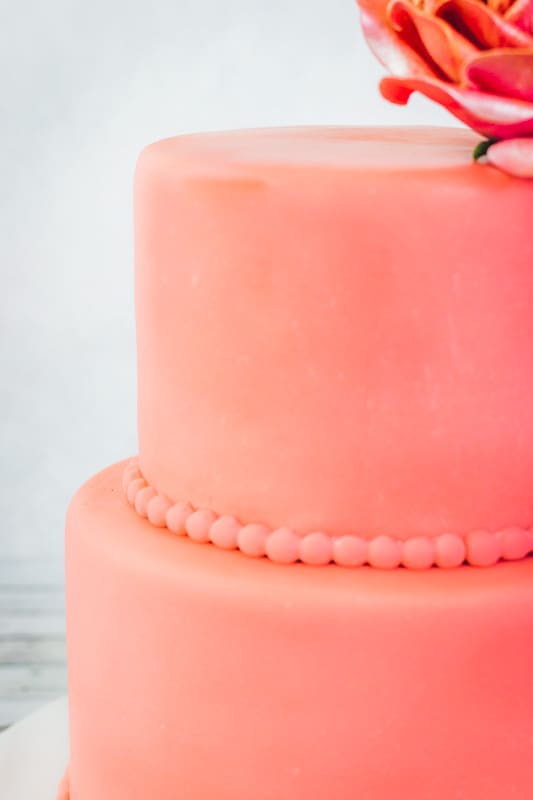 close up of stacked cake