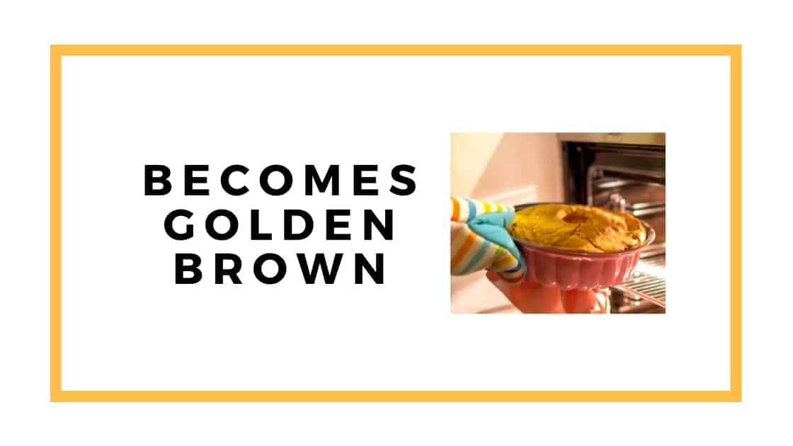 golden brown cake graphic with bundt cake