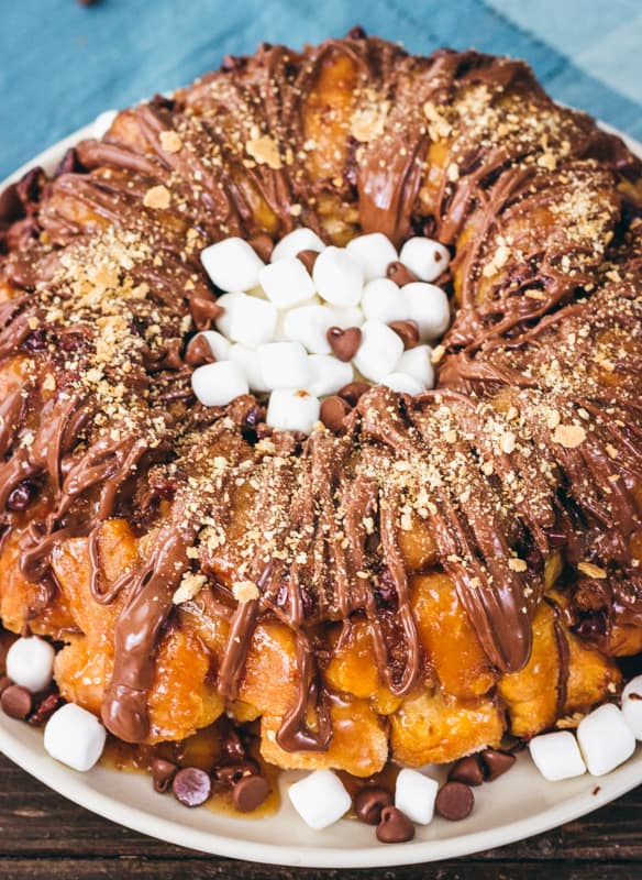smores monkey bread on a platter