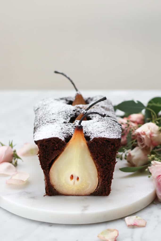 Earl Grey Poached Pear Chocolate Loaf