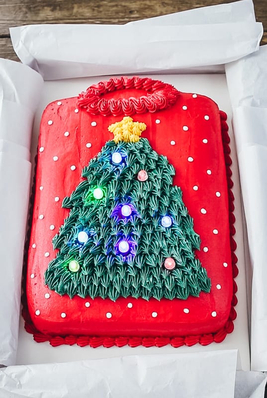 ugly sweater cake with lights 