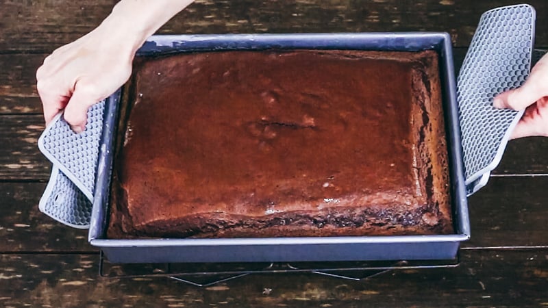 bake a 13x9 inch cake and cool it
