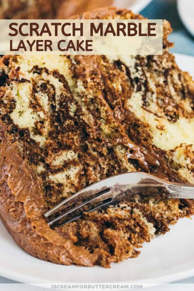 large close up pin graphic of marble cake