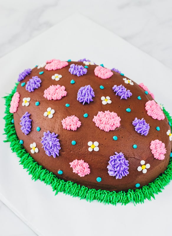 top view of easter egg cake