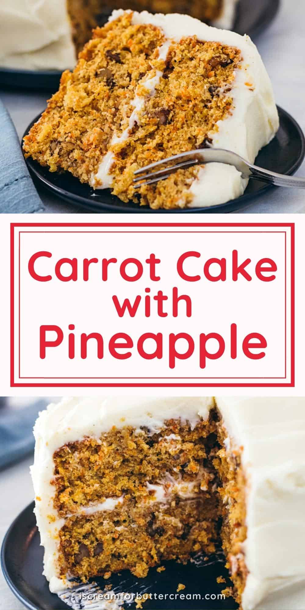 Collage of carrot cake pin graphic.