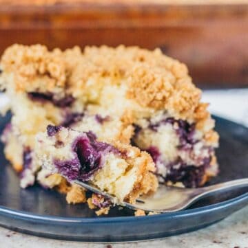 close up of blueberry cake