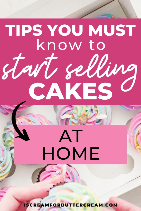 selling cakes pin graphic with cupcakes