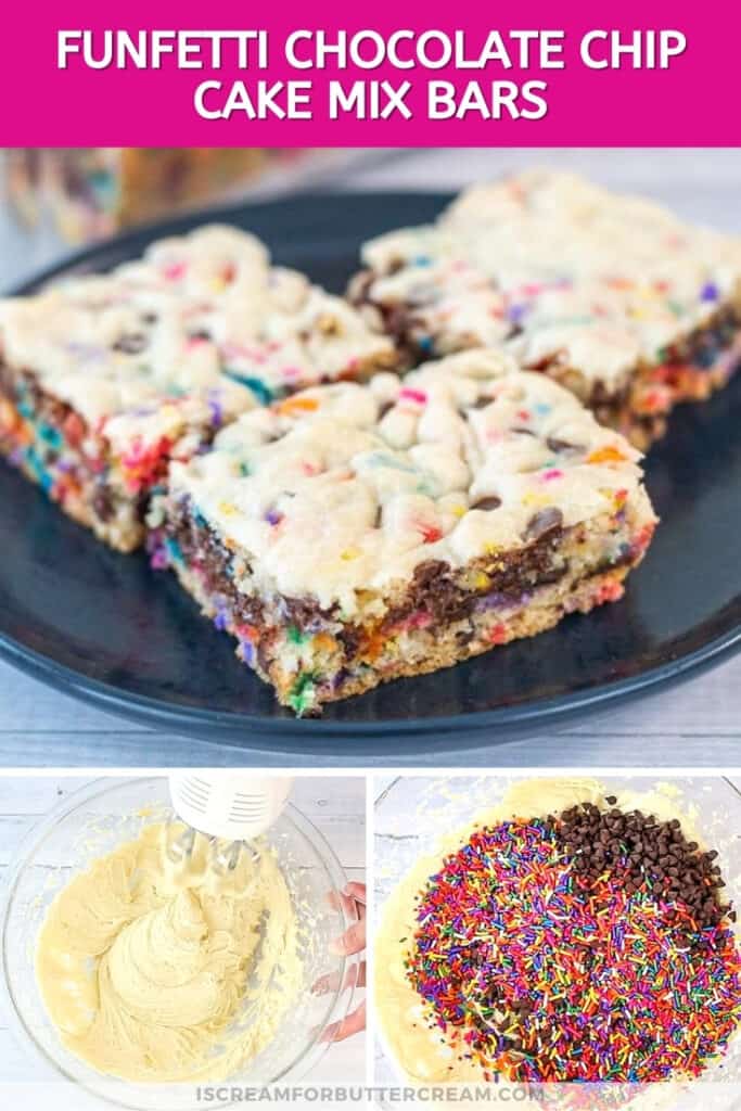 Funfetti Chocolate Chip Cake Mix Bars - I Scream for Buttercream