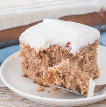apple spice cake with fork