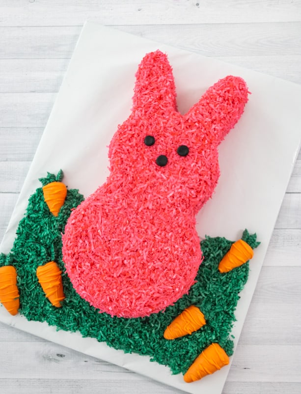 giant bunny peeps cake with coconut